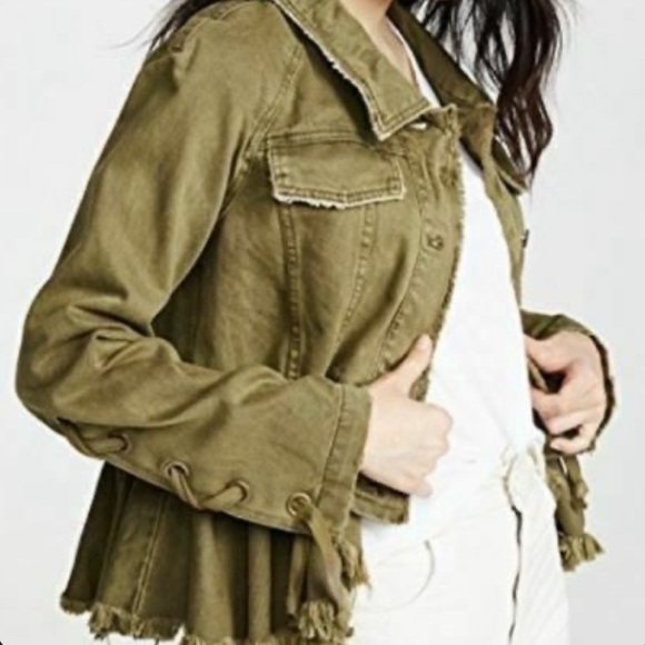 Free People Green Jean peplum jacket